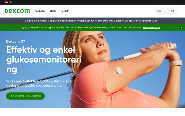 Screenshot von dexcom.com