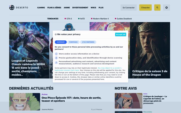 Screenshot of dexerto.fr