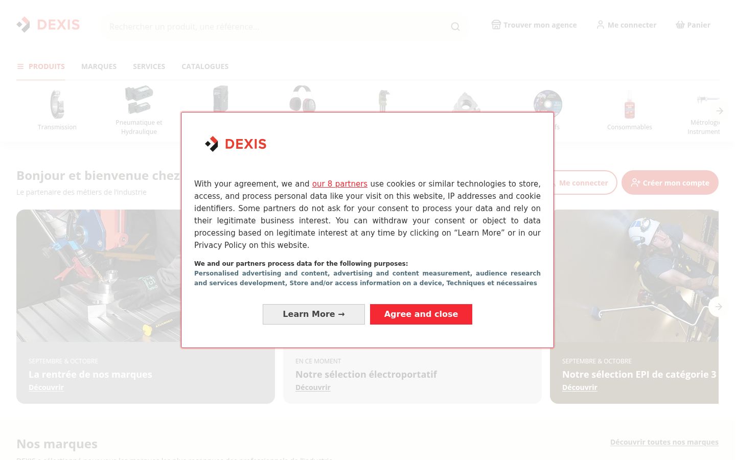 Screenshot of the consent banner shown before any interaction