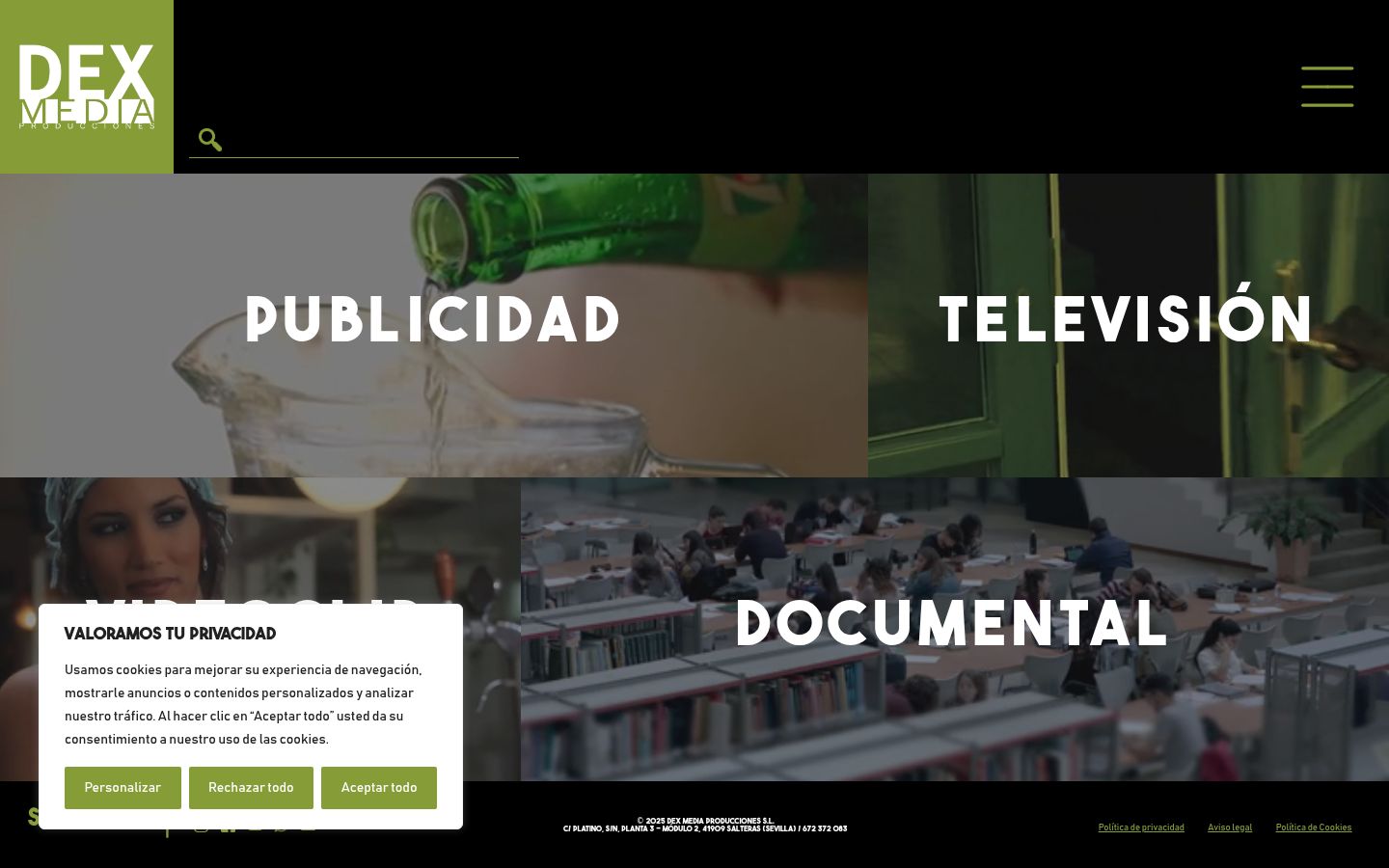 Captura de pantalla del banner de consentimiento mostrado antes de cualquier interacción