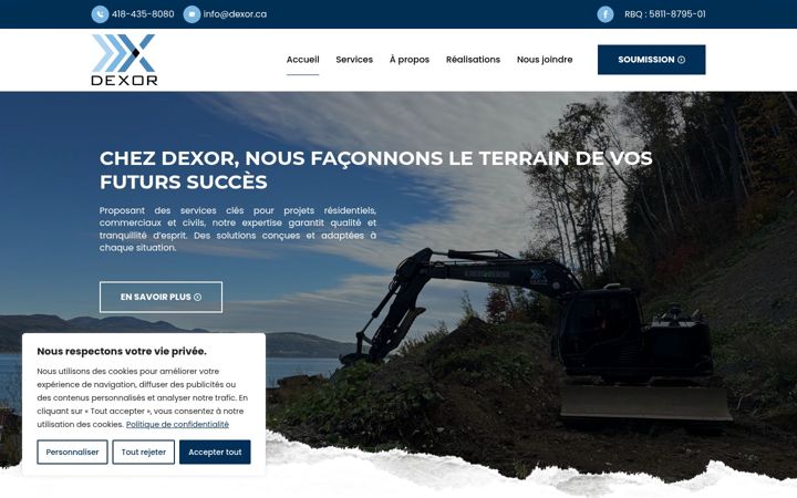 Skärmbild av dexor.ca