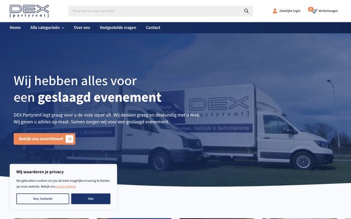 Screenshot of dexpartyrent.nl