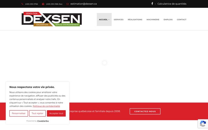 Skärmbild av dexsen.ca