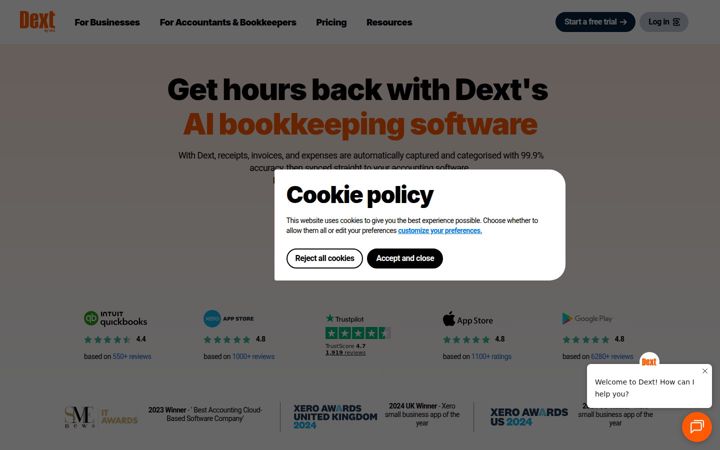 Screenshot του dext.com