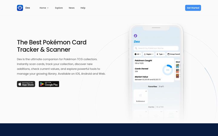 Screenshot of dextcg.com