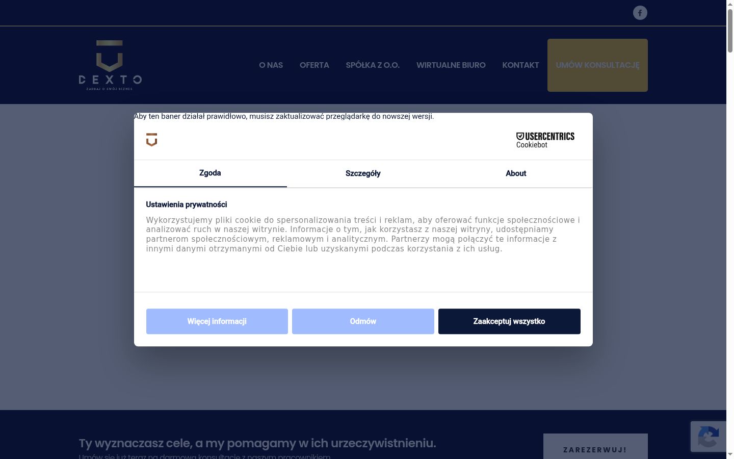 Screenshot tal-banner tal-kunsens muri qabel kwalunkwe interazzjoni