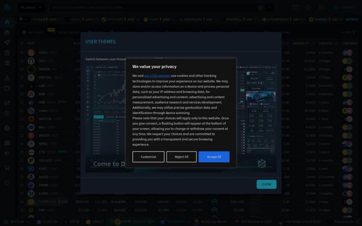 Screenshot di dextools.io
