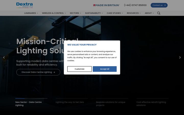 Screenshot von dextragroup.co.uk