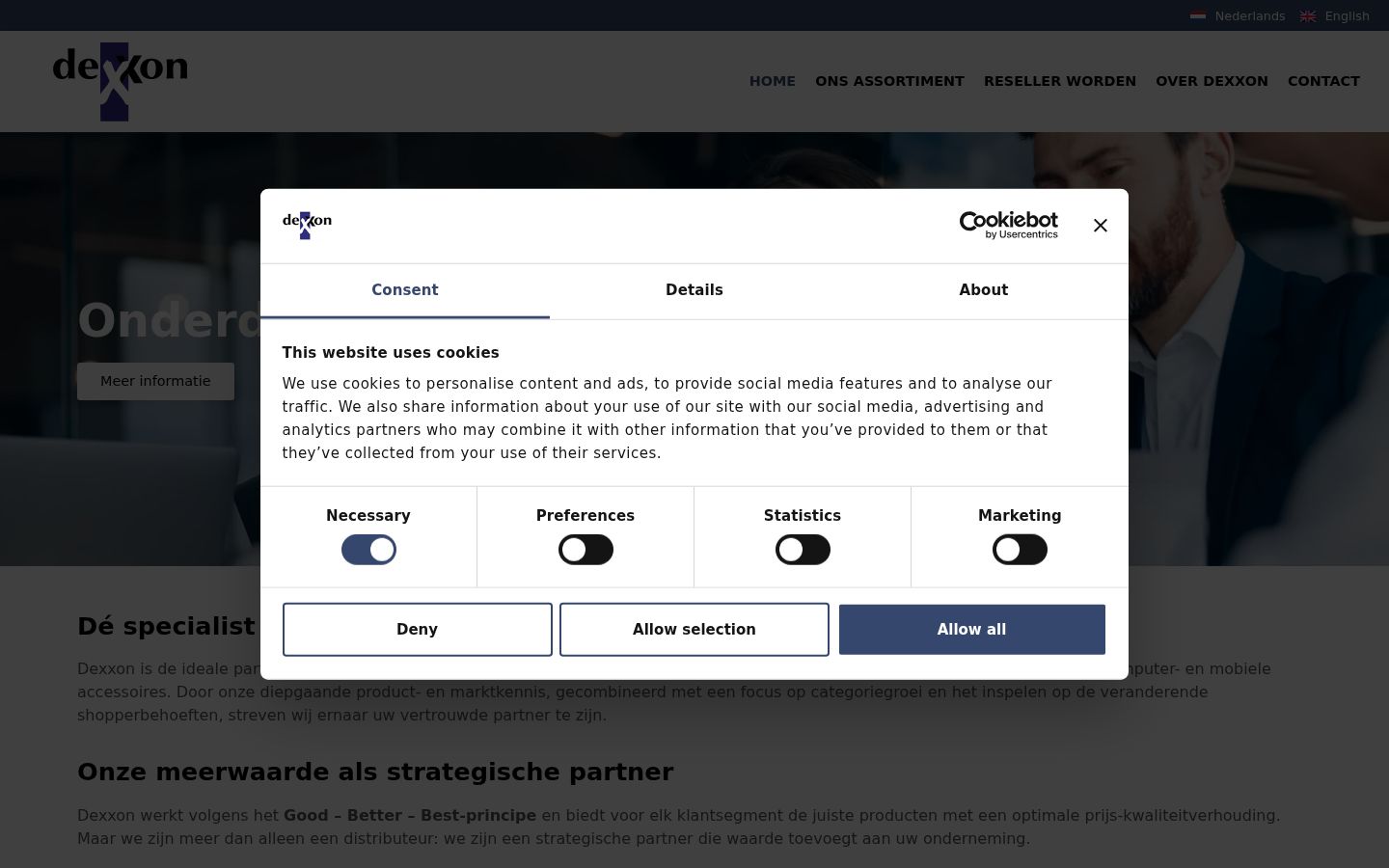 Screenshot of the consent banner shown before any interaction