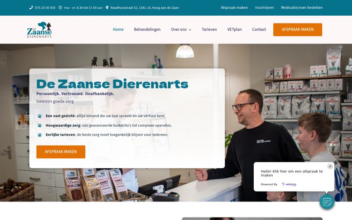 Képernyőkép: dezaansedierenarts.nl