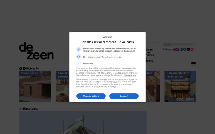 Screenshot ta' dezeen.com