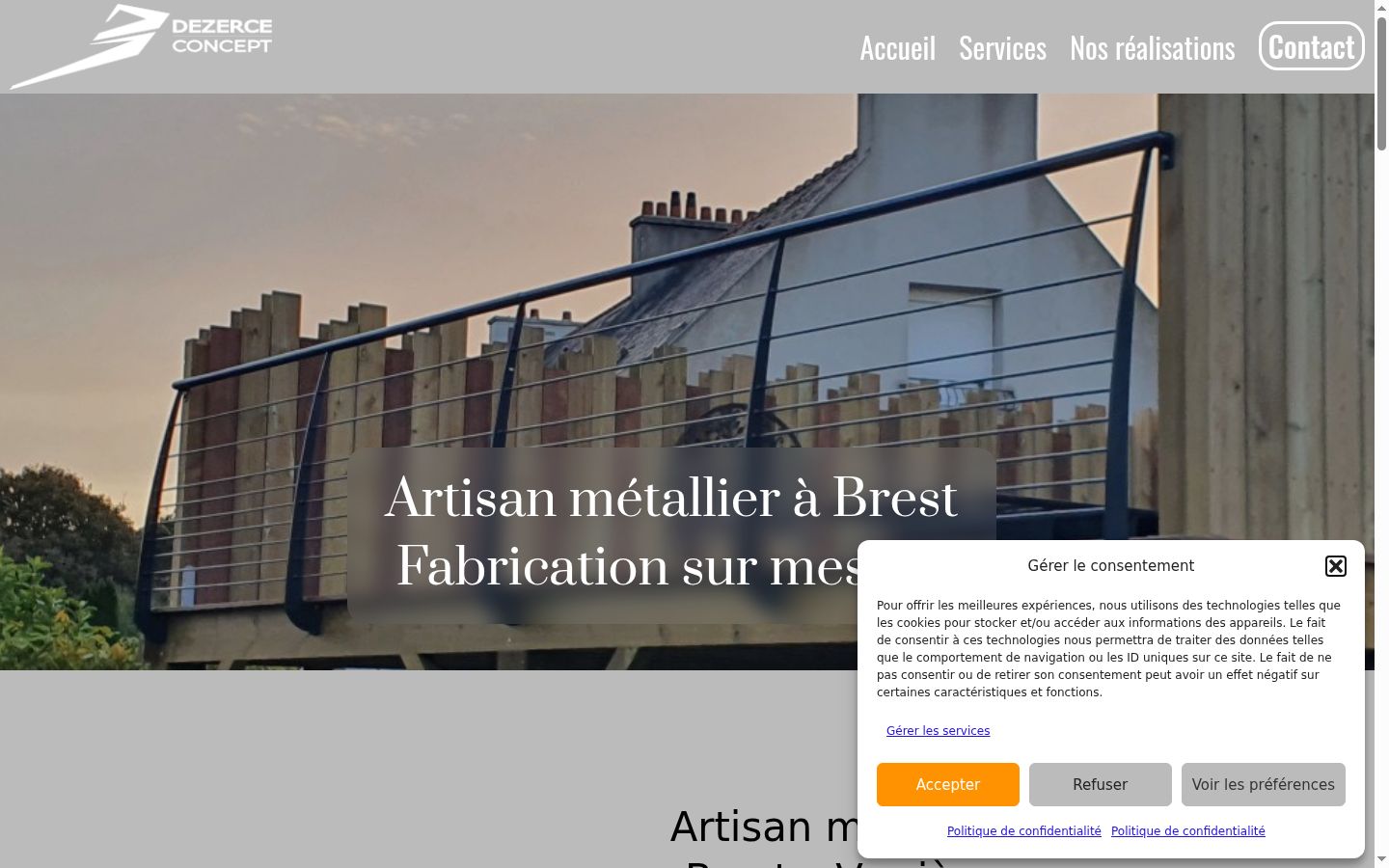 Capture d'écran de la bannière de consentement affichée avant toute interaction