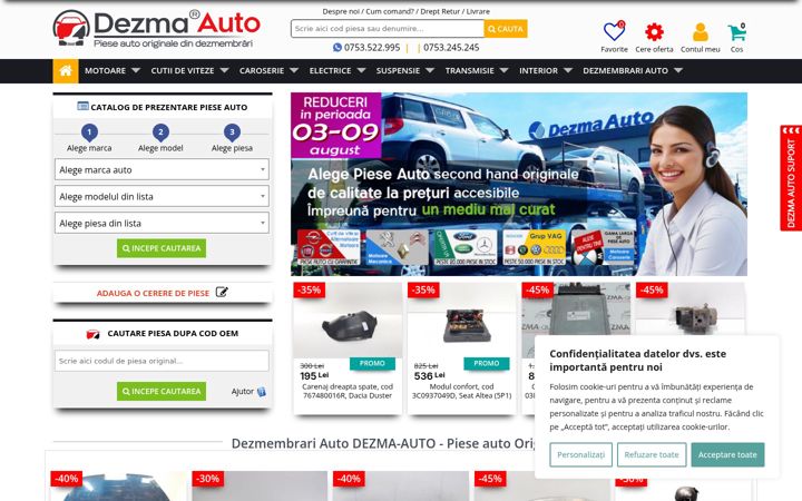 Screenshot stránky dezma-auto.ro