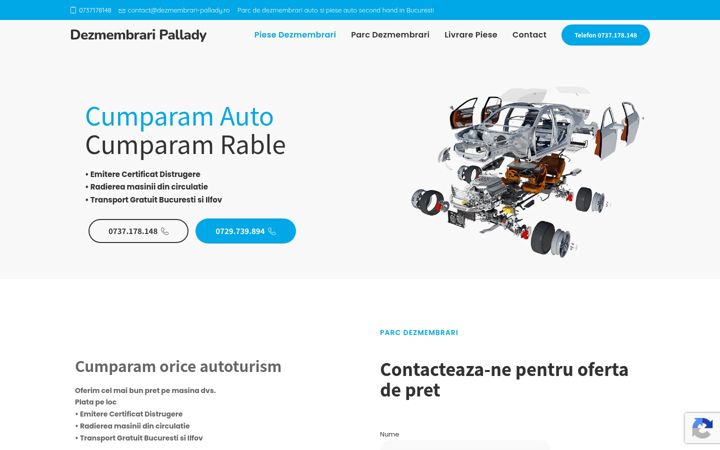Screenshot stránky dezmembrari-pallady.ro