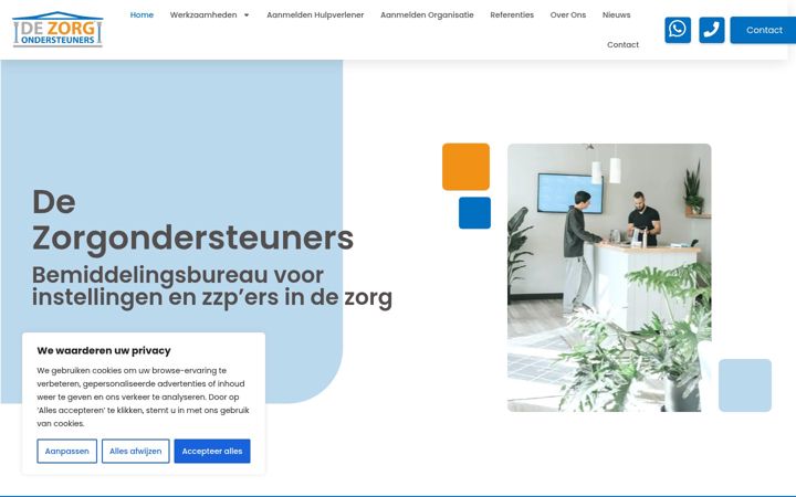 Screenshot of dezorgondersteuners.nl