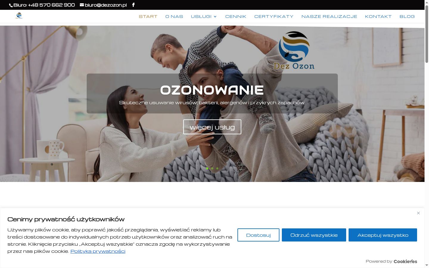 Screenshot del banner di consenso mostrato prima di qualsiasi interazione