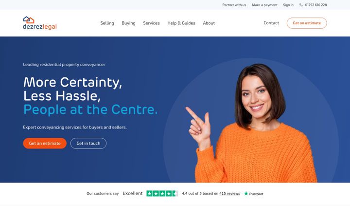 Screenshot of dezrezlegal.co.uk