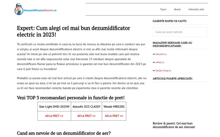Screenshot of dezumidificatorelectric.ro