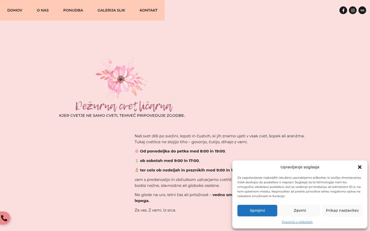 Screenshot ta' dezurnacvetlicarna.si