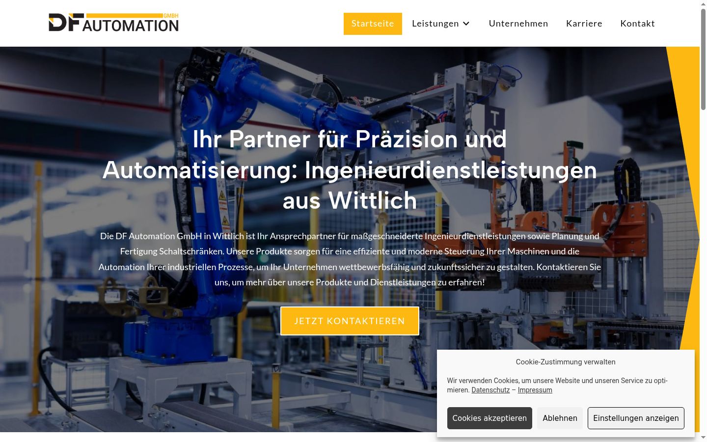 Screenshot des Einwilligungsbanners vor jeglicher Interaktion