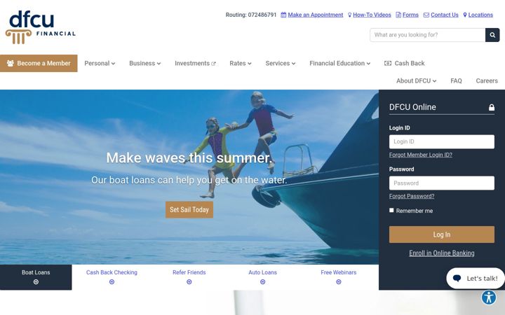 Screenshot of dfcufinancial.com