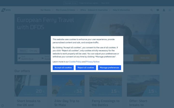 Ekrānuzņēmums no dfds.com