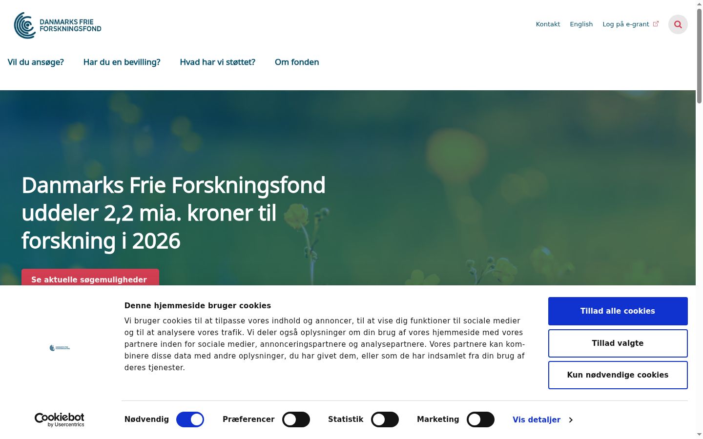 Skärmbild av samtyckesbannern som visades före någon interaktion