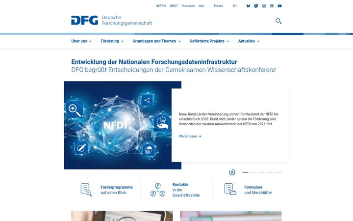 Screenshot von dfg.de