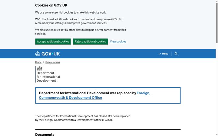 Screenshot of dfid.gov.uk
