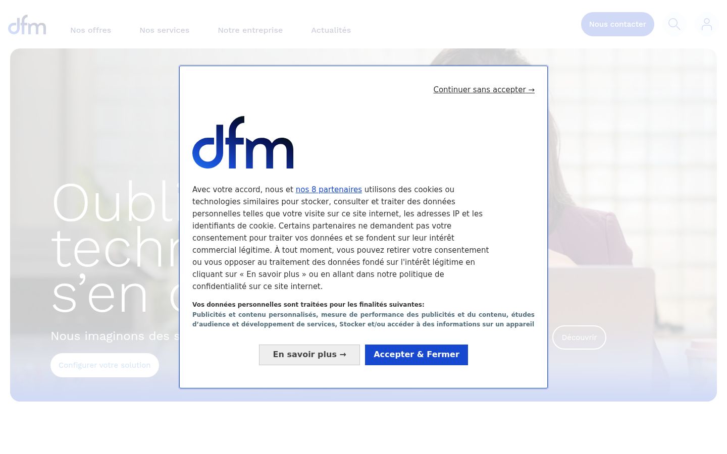 Screenshot del banner di consenso mostrato prima di qualsiasi interazione