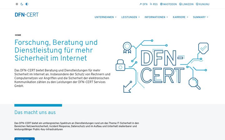 Screenshot of dfn-cert.de