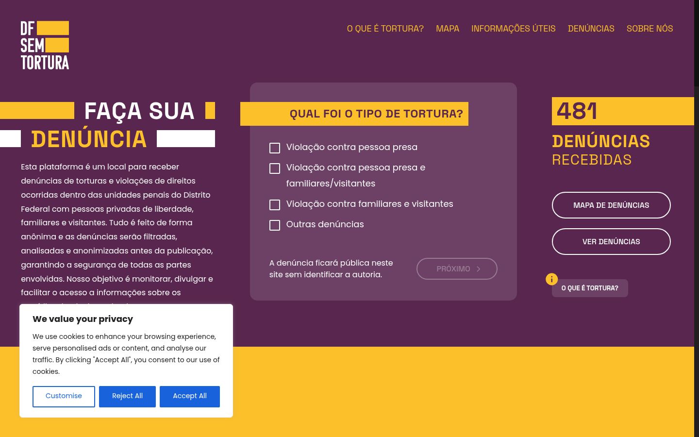 Screenshot del banner di consenso mostrato prima di qualsiasi interazione