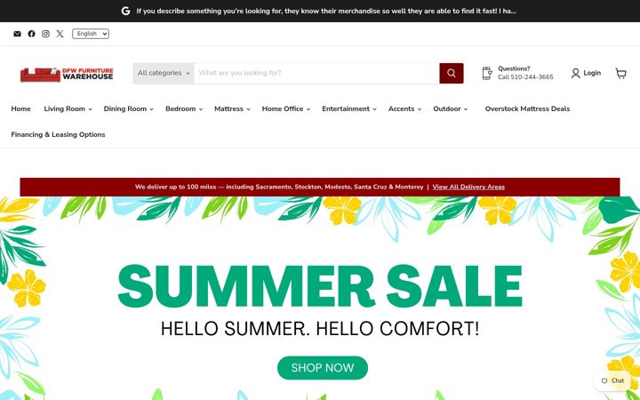 Screenshot of dfwfurniturewarehouse.com