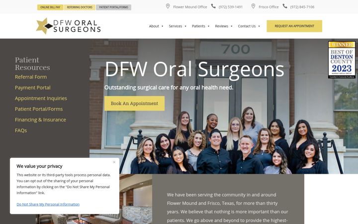 Screenshot of dfworalsurgeons.com