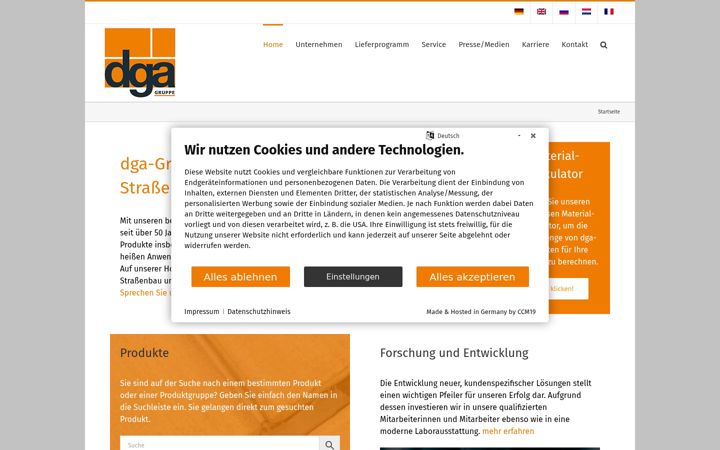 Screenshot of dga.de