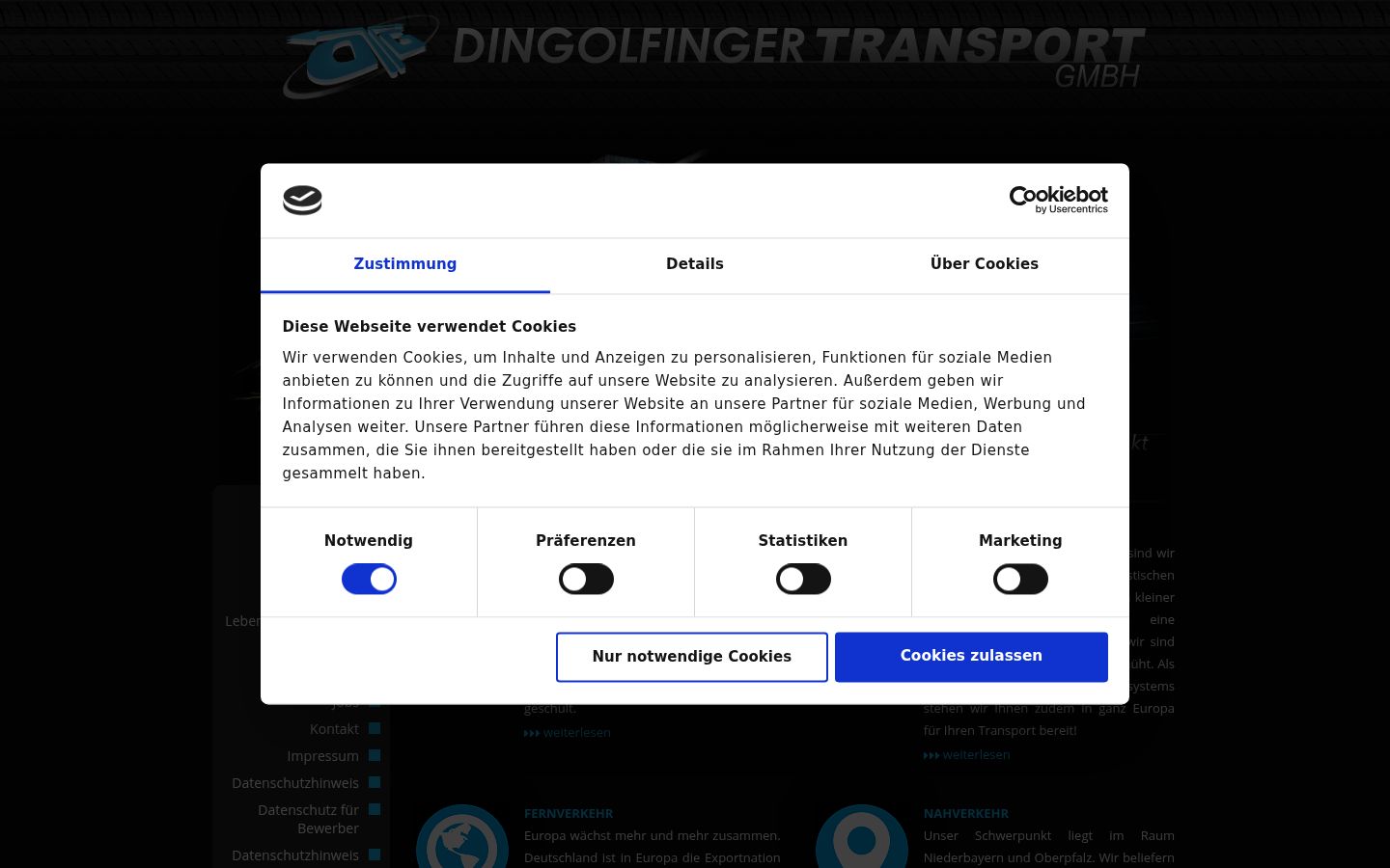 Screenshot del banner di consenso mostrato prima di qualsiasi interazione