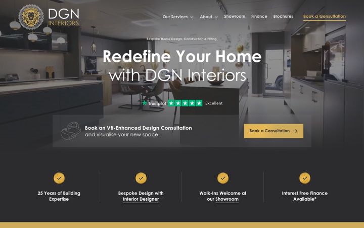 Screenshot of dgninteriors.com