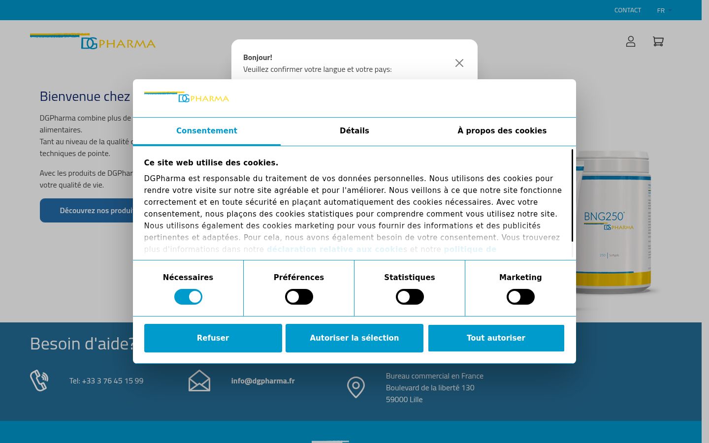 Zrzut ekranu banera zgody wyświetlanego przed jakąkolwiek interakcją