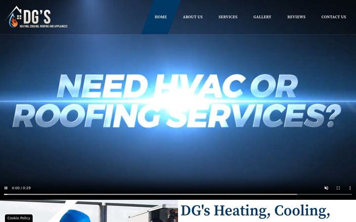 Screenshot of dgsheatingcoolingroofing.com