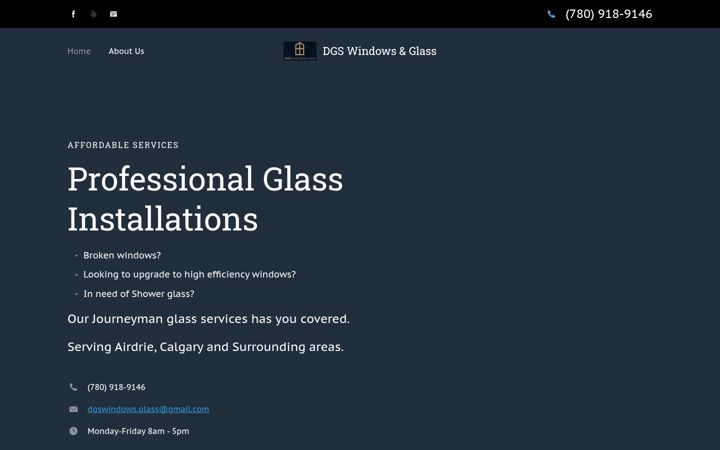 Screenshot of dgswindowsandglass.com