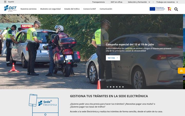 Posnetek zaslona dgt.es