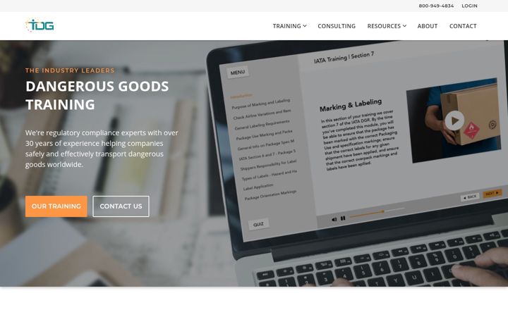 Screenshot of dgtraining.com