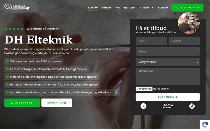 Ekrano kopija dh-elteknik.dk