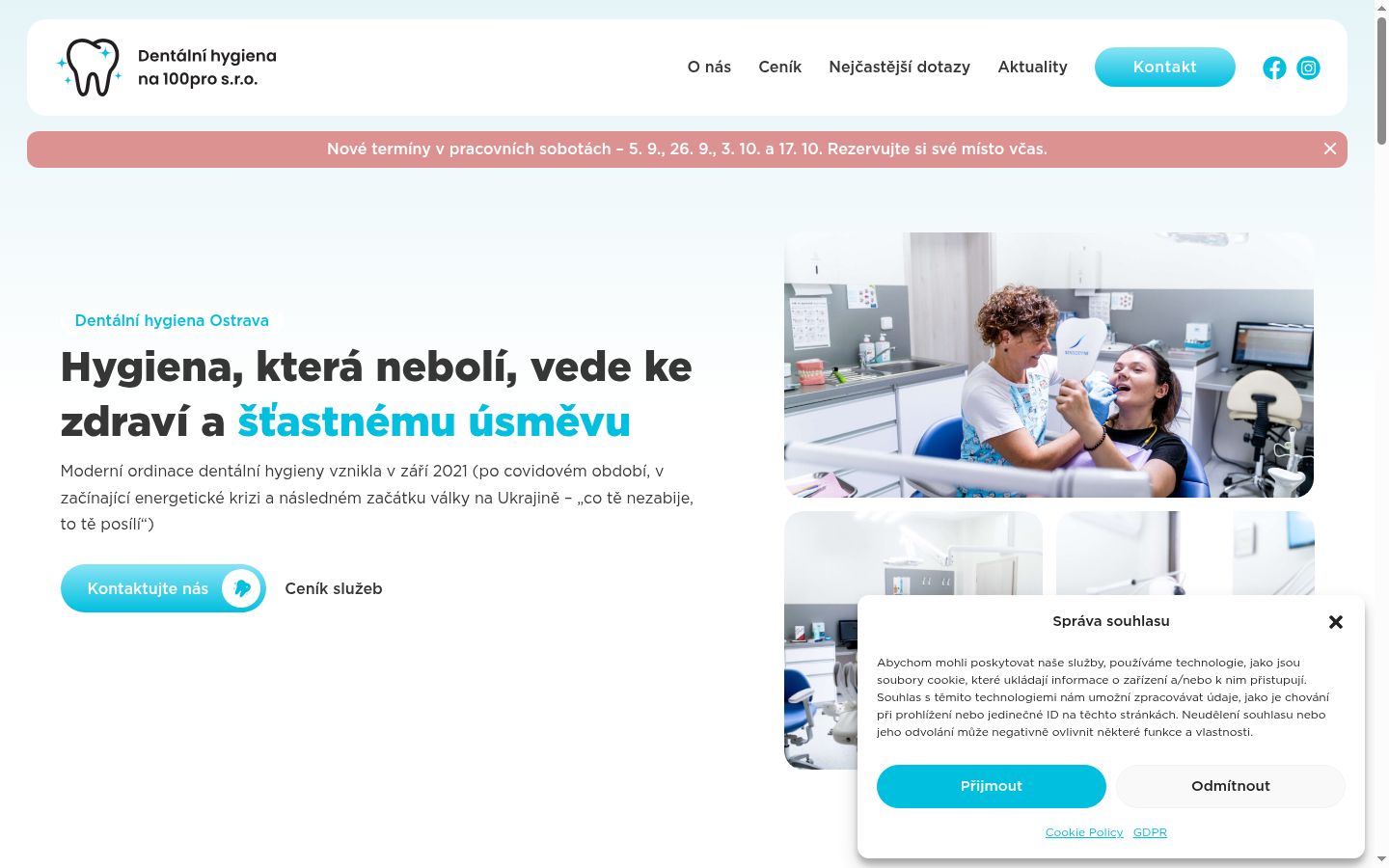 Snímek obrazovky baneru souhlasu zobrazeného před jakoukoli interakcí