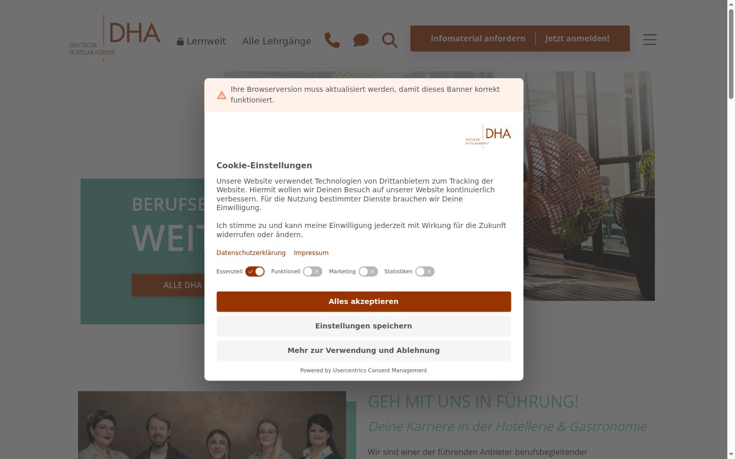 Screenshot of the consent banner shown before any interaction