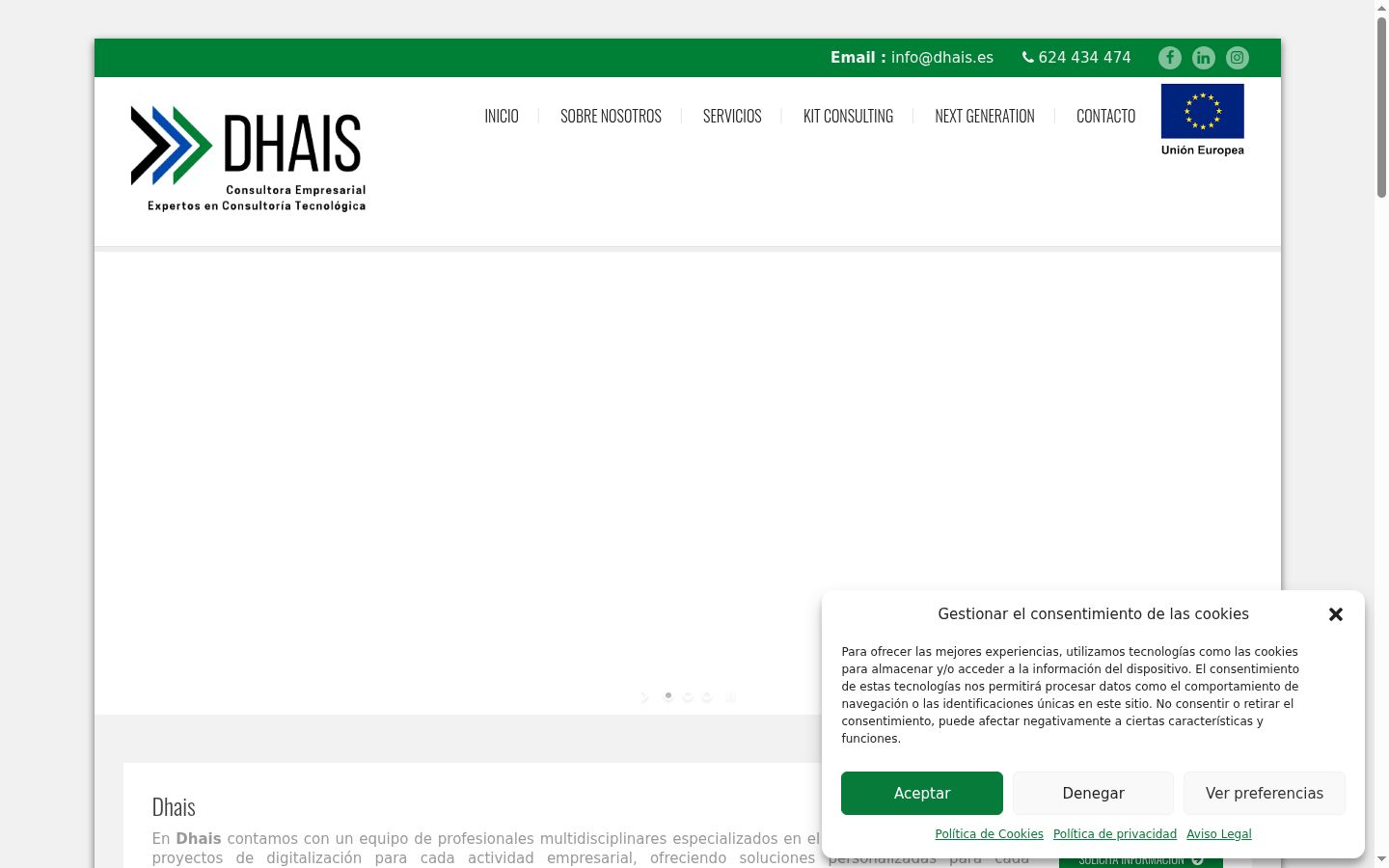 Screenshot del banner di consenso mostrato prima di qualsiasi interazione
