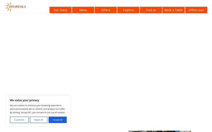 Screenshot of dhamakadining.co.uk