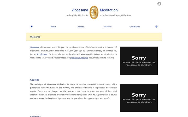 Screenshot stránky dhamma.org.ru