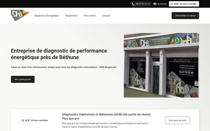 Screenshot of dhb-diagnostic.fr