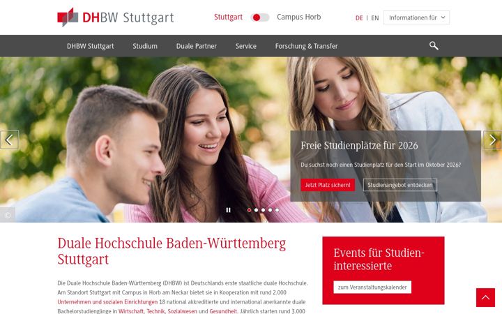 Screenshot of dhbw-stuttgart.de